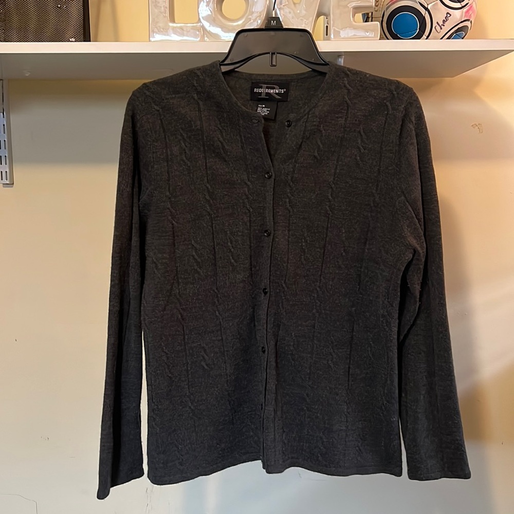 Requirements Cardigan Grey Sweater size medium